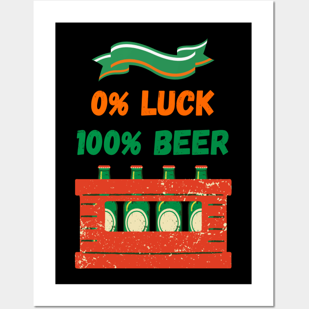 Saint Patricks Day, 0 Luck 100 Beer Wall Art by LetsGetInspired